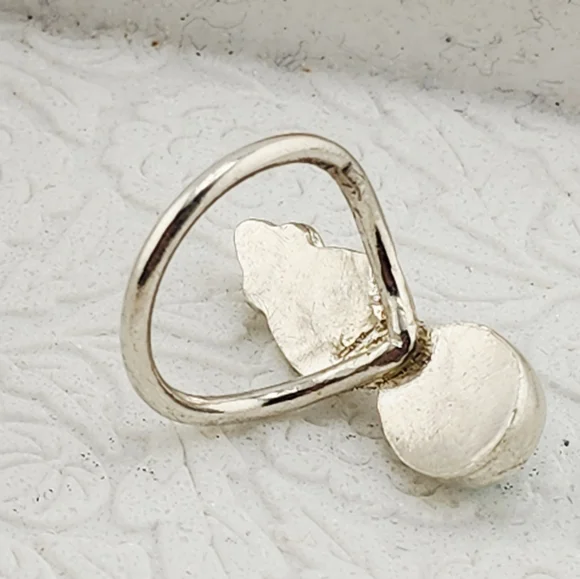 TURQUOISE & RUTILATED QUARTZ HANDMADE RING IN STERLING SILVER METAL SIZE 7 - Picture 6 of 10